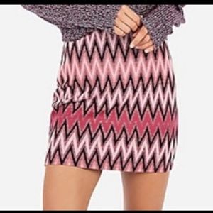 Express Pink Zigzag Mini Skirt